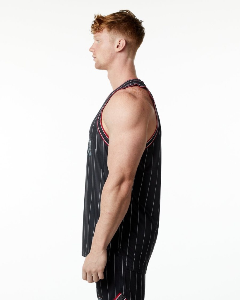 Alphalete Varsity Basketball Jersey Miesten Stringers Mustat | QKRPI-9815