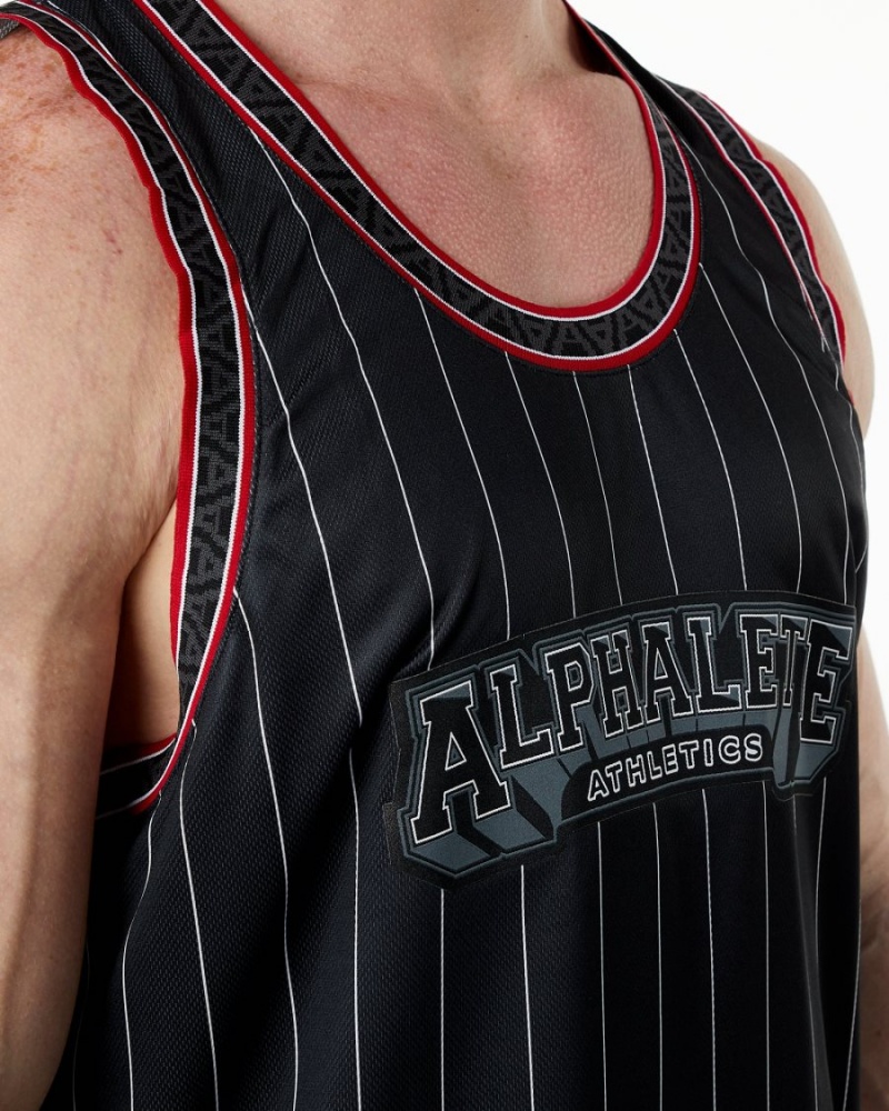 Alphalete Varsity Basketball Jersey Miesten Stringers Mustat | QKRPI-9815