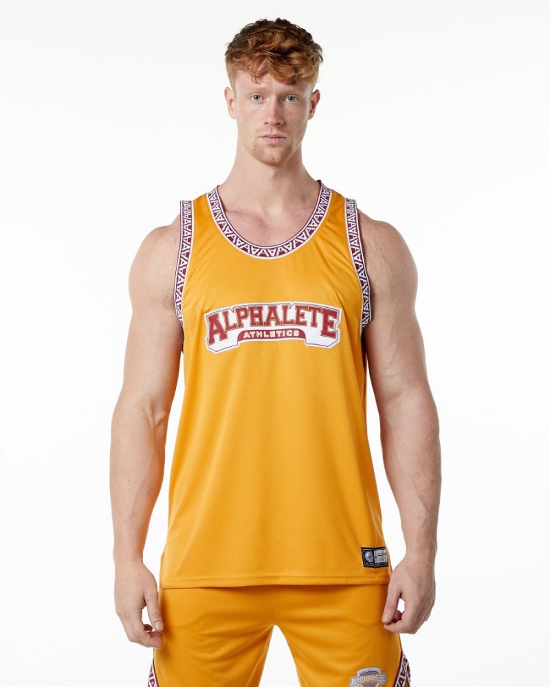 Alphalete Varsity Basketball Jersey Miesten Stringers Marigold | NKWHD-8247