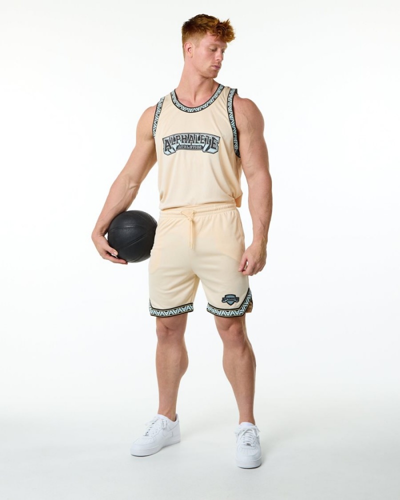 Alphalete Varsity Basketball Jersey Miesten Stringers Tan | UOHZL-9723