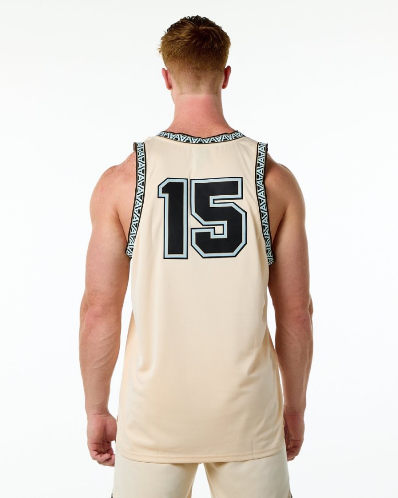 Alphalete Varsity Basketball Jersey Miesten Stringers Tan | UOHZL-9723