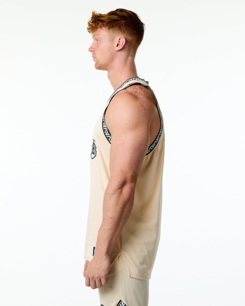 Alphalete Varsity Basketball Jersey Miesten Stringers Tan | UOHZL-9723