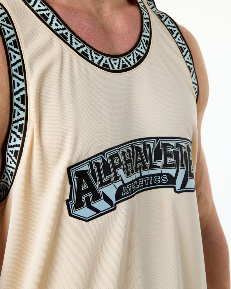 Alphalete Varsity Basketball Jersey Miesten Stringers Tan | UOHZL-9723