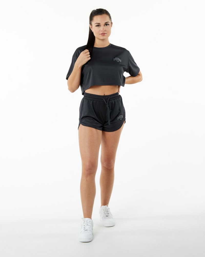 Alphalete Varsity Crop Naisten Paidat Mustat | PEZXY-4568