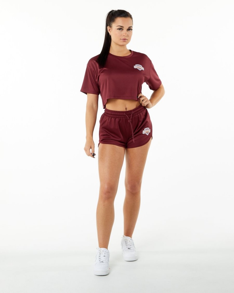 Alphalete Varsity Lyhyt 3.25" Naisten Shortsit Crimson | OYMXC-6481