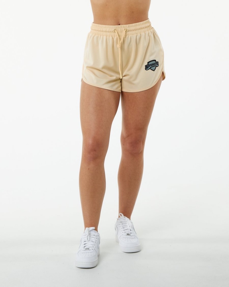 Alphalete Varsity Lyhyt 3.25" Naisten Shortsit Tan | LCDUZ-3975