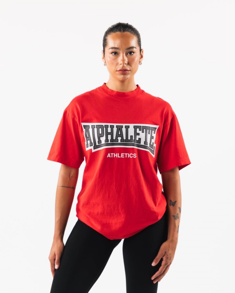 Alphalete Varsity Tee Miesten Paidat Punainen | IQXBD-5847