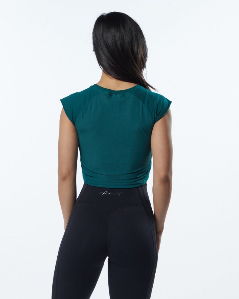 Alphalete Velocity Crop Tee Naisten Paidat Velvet Teal | KONAC-4609