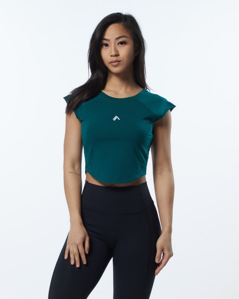 Alphalete Velocity Crop Tee Naisten Paidat Velvet Teal | KONAC-4609