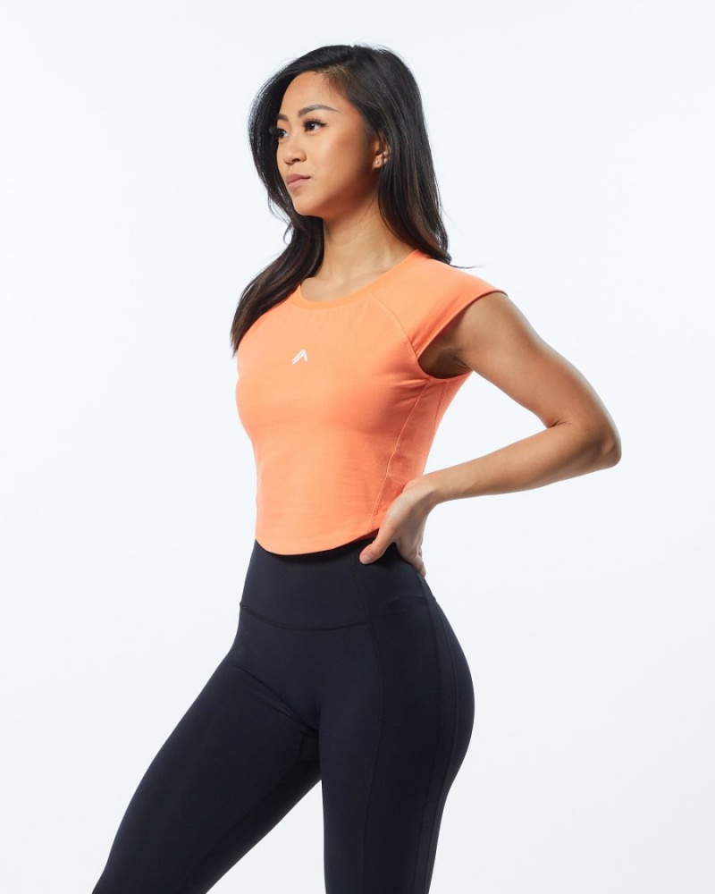 Alphalete Velocity Crop Tee Naisten Paidat Electric Peach | LBEIR-8324