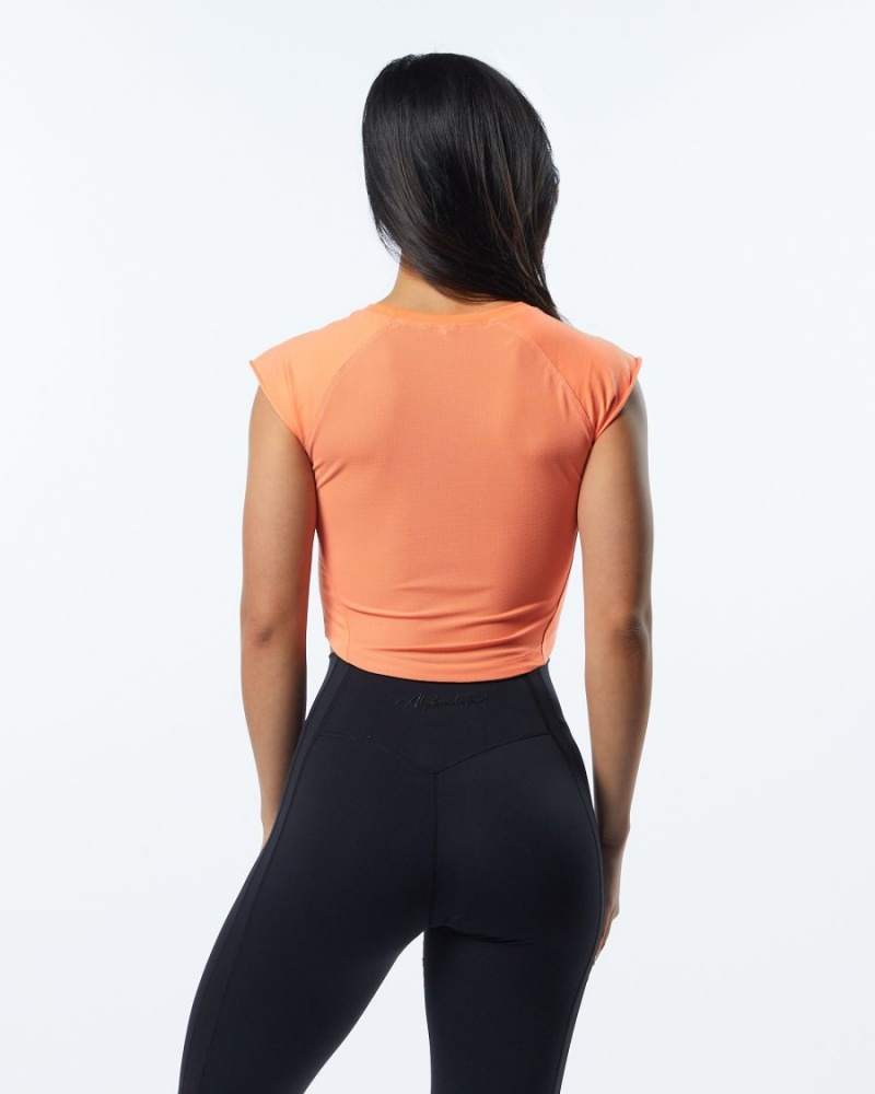 Alphalete Velocity Crop Tee Naisten Paidat Electric Peach | LBEIR-8324