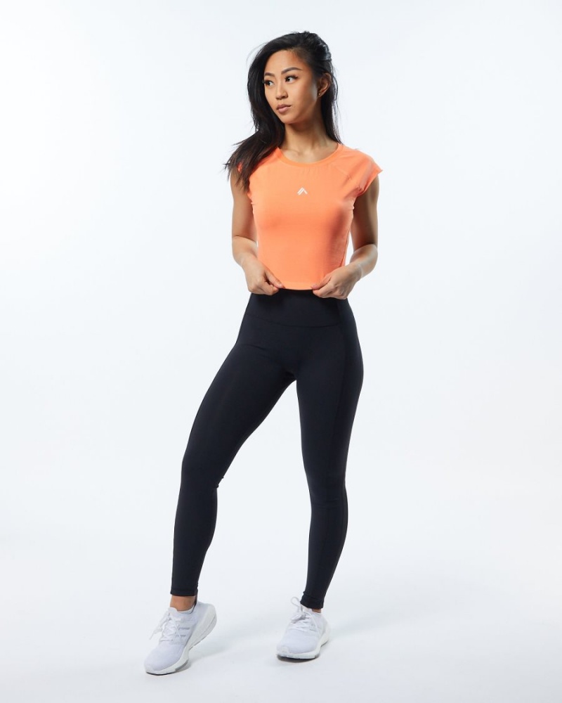 Alphalete Velocity Crop Tee Naisten Paidat Electric Peach | LBEIR-8324