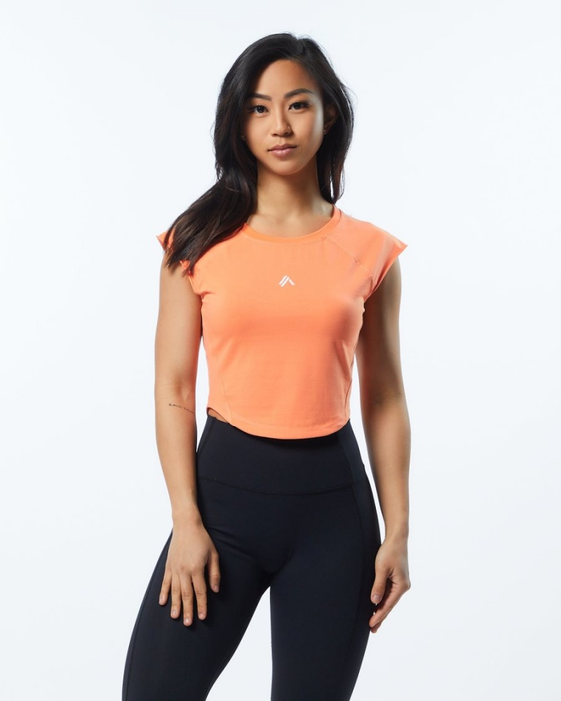 Alphalete Velocity Crop Tee Naisten Paidat Electric Peach | LBEIR-8324