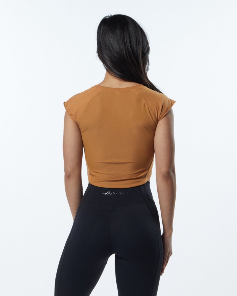 Alphalete Velocity Crop Tee Naisten Paidat Chestnut | LHTNA-6903