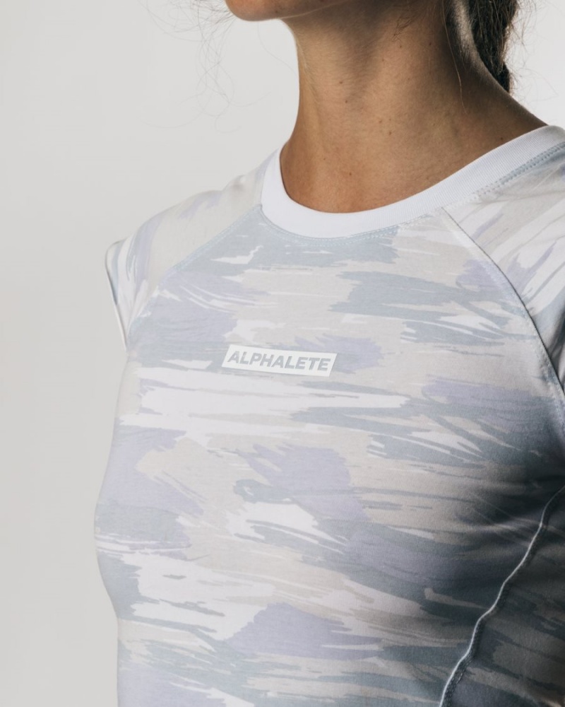 Alphalete Velocity Crop Tee Naisten Paidat Camo | ERKAX-9246