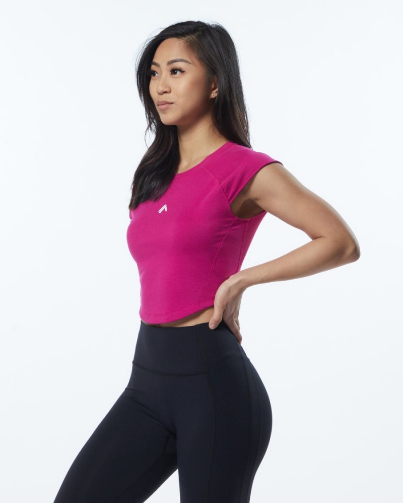 Alphalete Velocity Crop Tee Naisten Paidat Pinkki | NACMT-7192