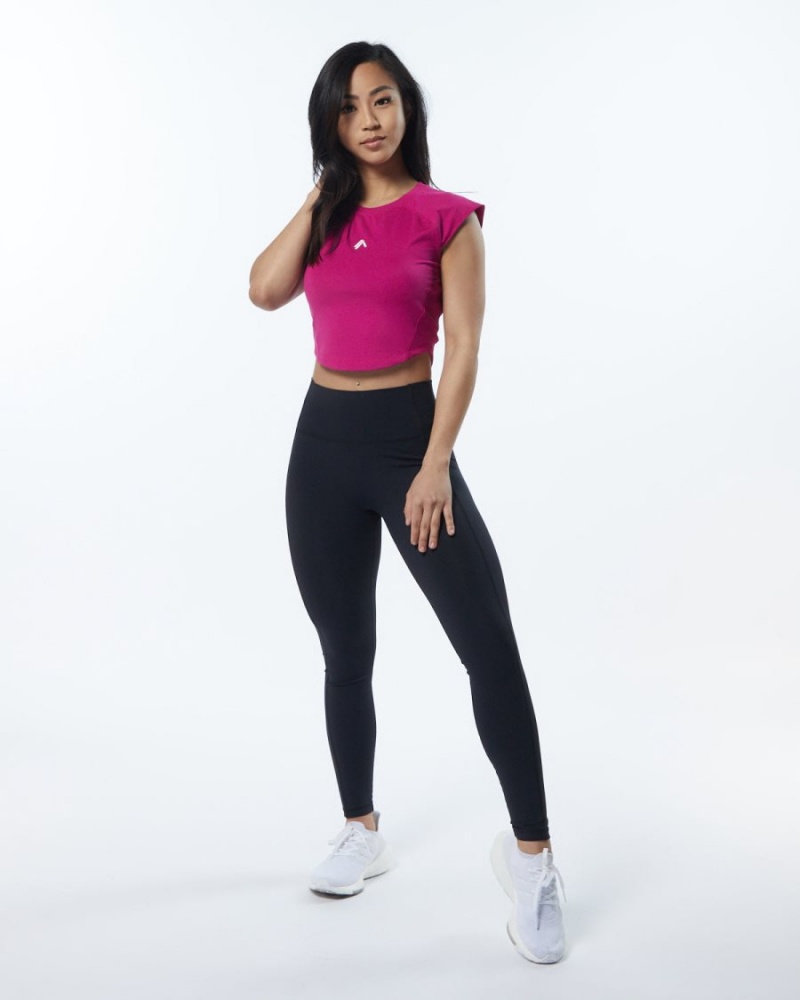 Alphalete Velocity Crop Tee Naisten Paidat Pinkki | NACMT-7192