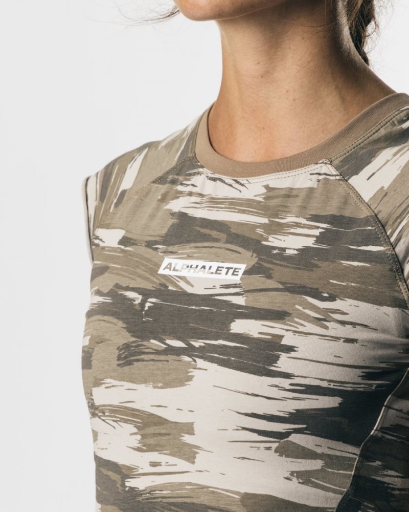 Alphalete Velocity Crop Tee Naisten Paidat Camo | GXDNU-5314