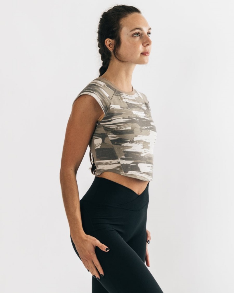 Alphalete Velocity Crop Tee Naisten Paidat Camo | GXDNU-5314