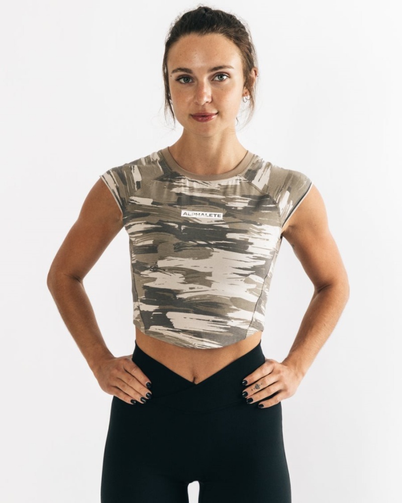 Alphalete Velocity Crop Tee Naisten Paidat Camo | GXDNU-5314