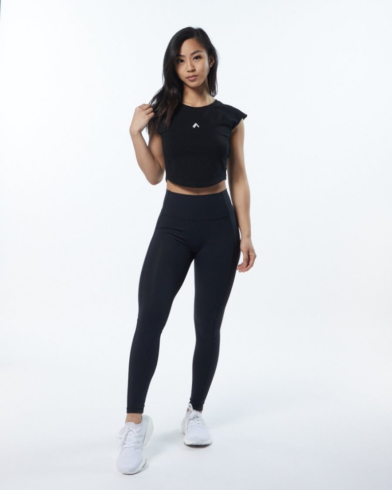 Alphalete Velocity Crop Tee Naisten Paidat Blackout | SHKBJ-1943