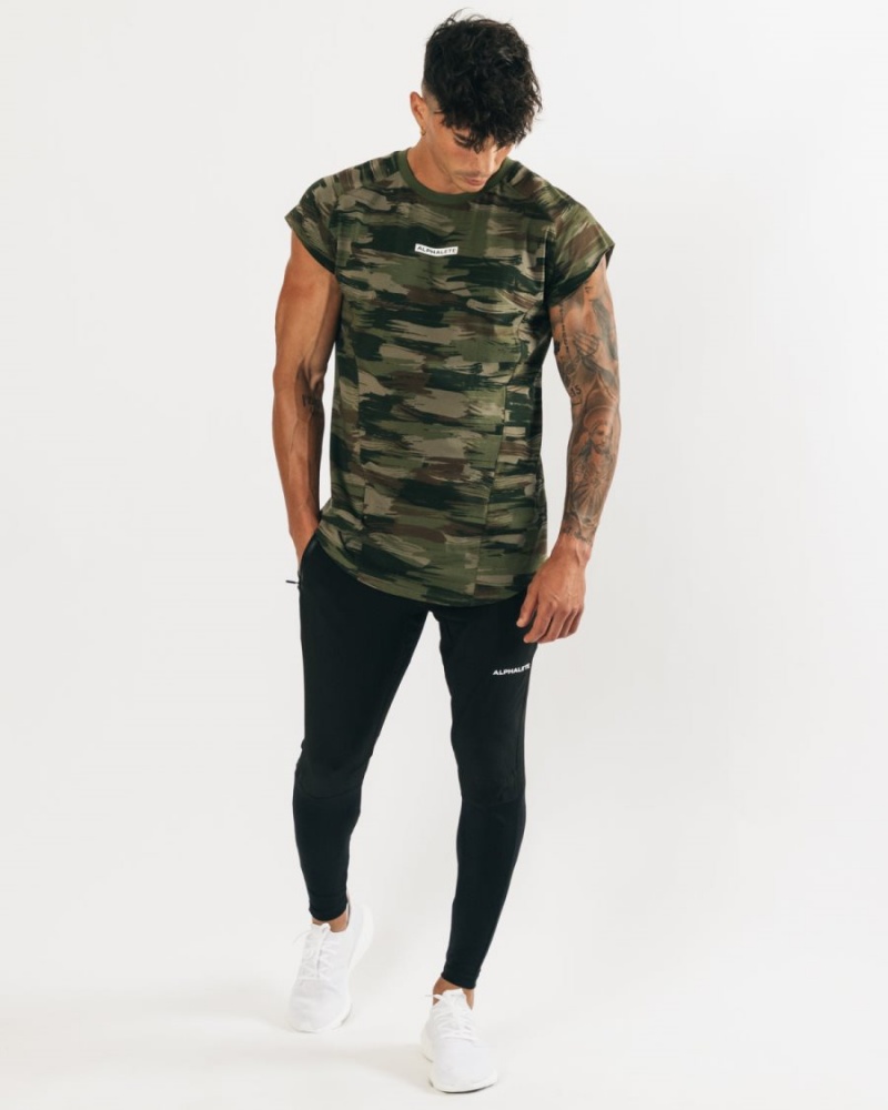 Alphalete Velocity Hihattomat Tee Miesten Stringers Oliivinvihreä Camo | DTIFL-4268