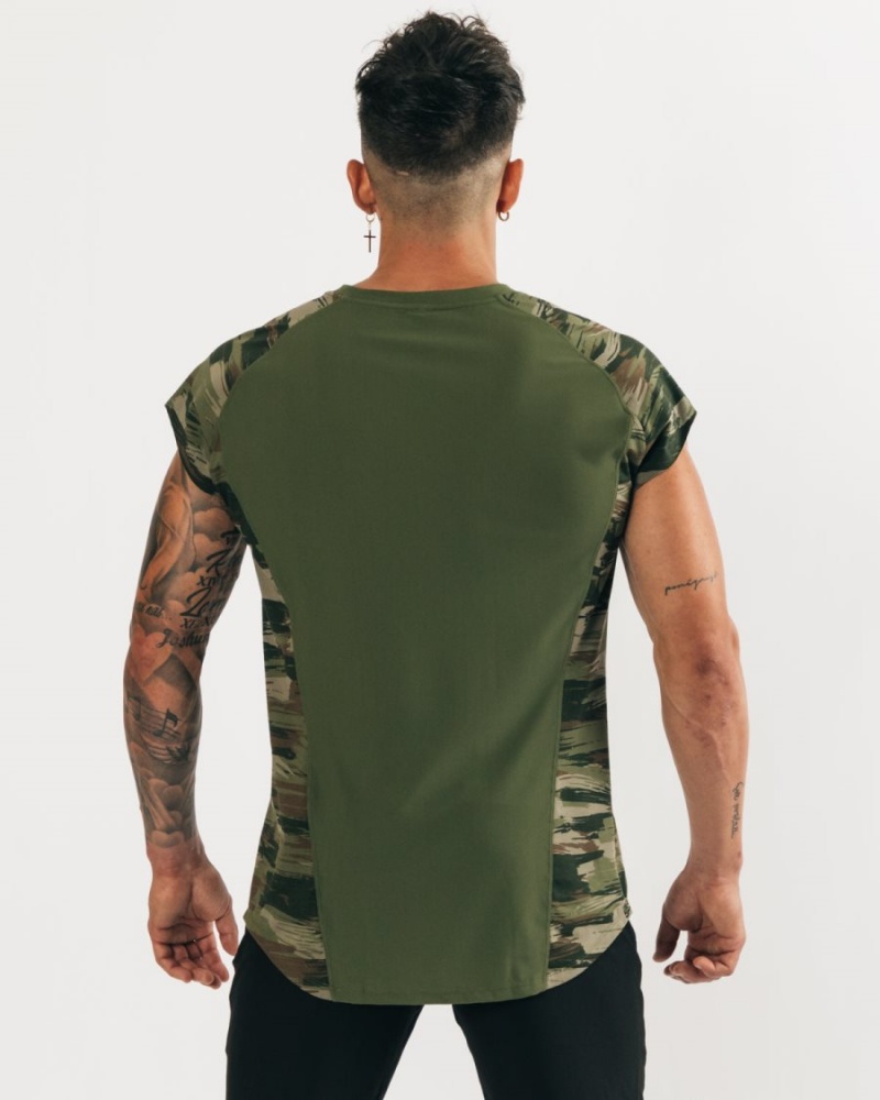 Alphalete Velocity Hihattomat Tee Miesten Stringers Oliivinvihreä Camo | DTIFL-4268