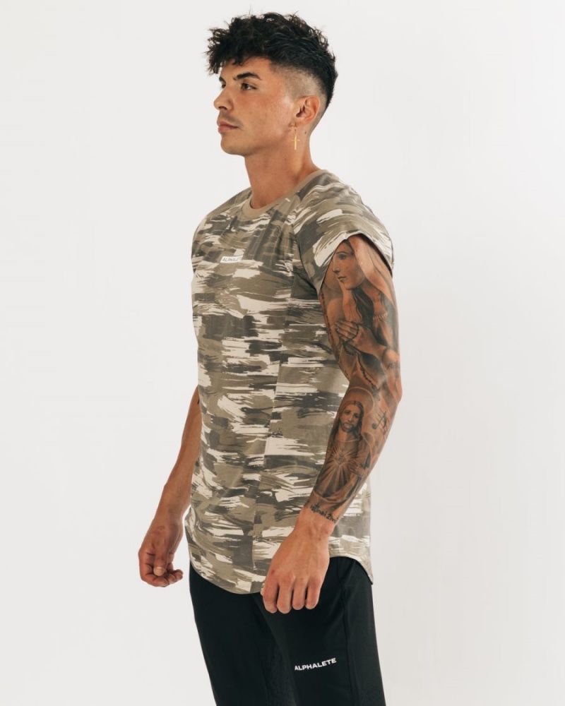 Alphalete Velocity Hihattomat Tee Miesten Stringers Camo | DNJAQ-1597