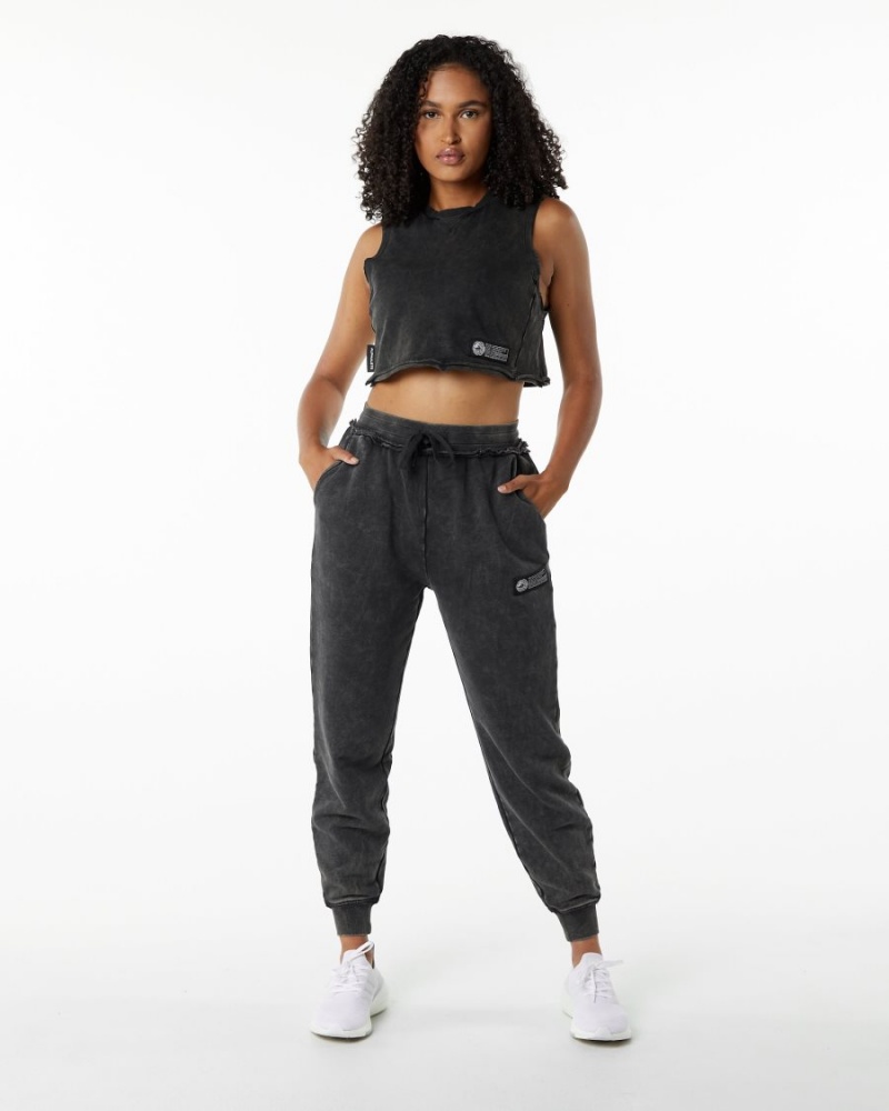 Alphalete Very Terry Crop Cutoff Naisten Hihaton Paita Onyx | FNLSX-8750