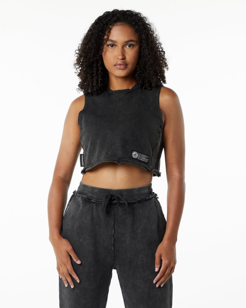 Alphalete Very Terry Crop Cutoff Naisten Hihaton Paita Onyx | FNLSX-8750