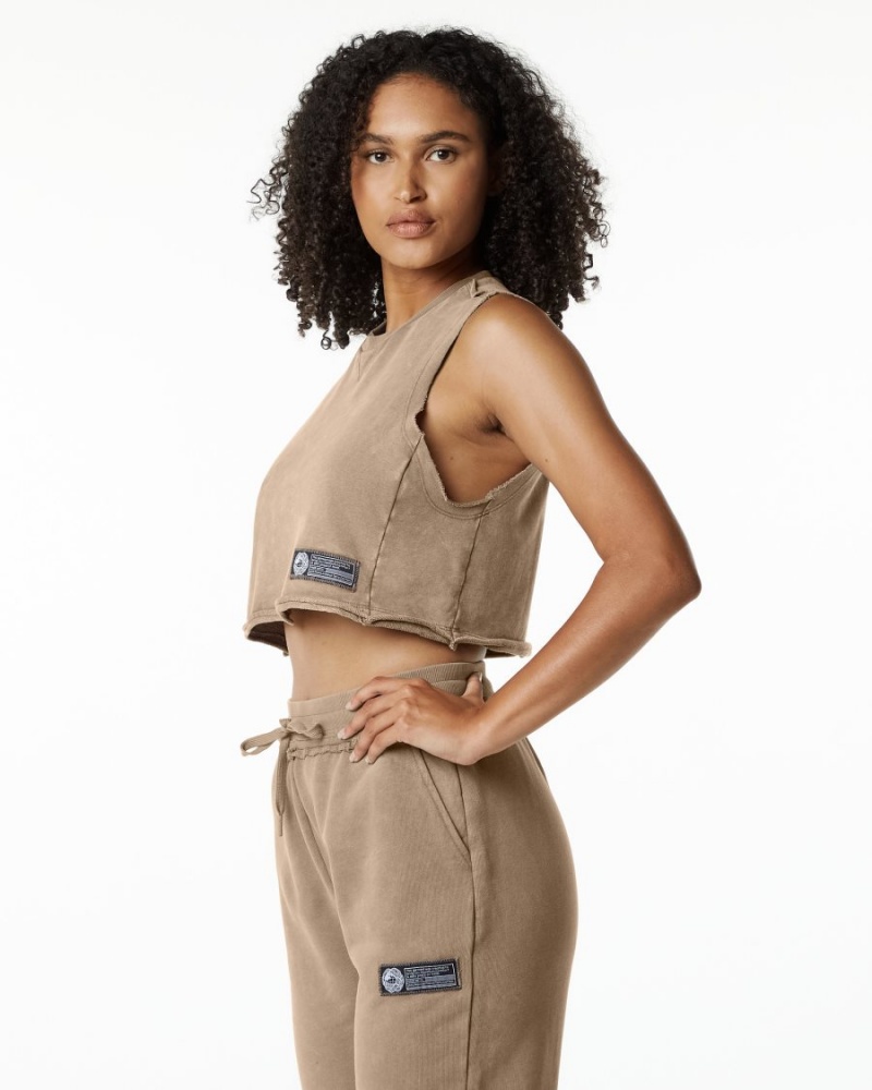 Alphalete Very Terry Crop Cutoff Naisten Hihaton Paita Smokey Quartz | GVNIS-0612