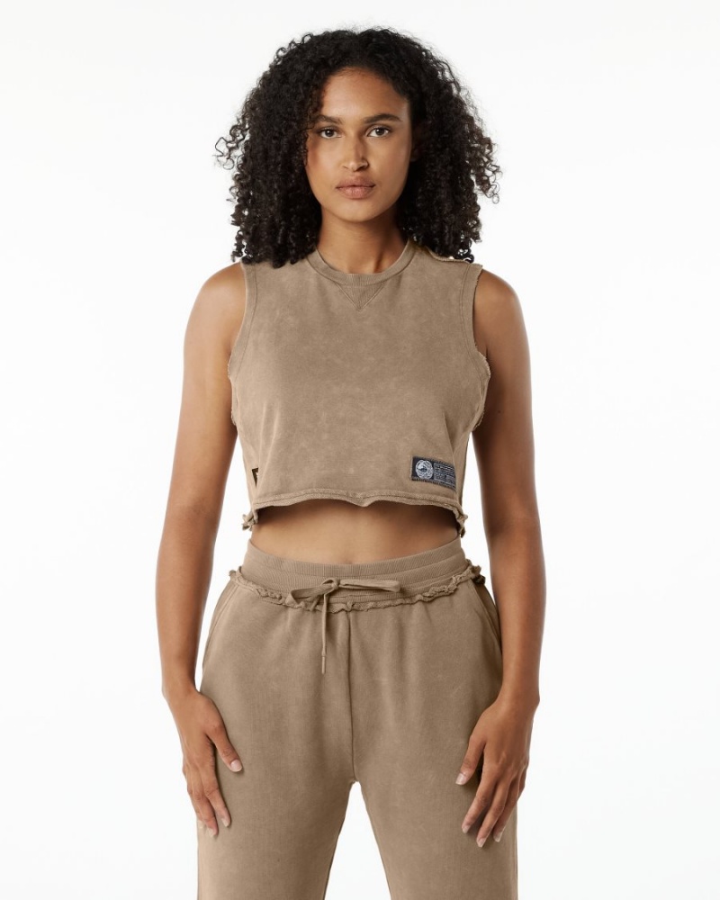 Alphalete Very Terry Crop Cutoff Naisten Hihaton Paita Smokey Quartz | GVNIS-0612