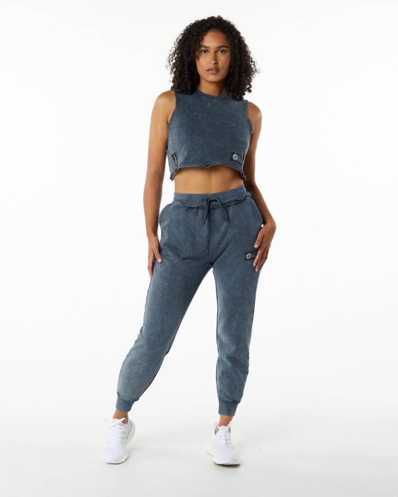 Alphalete Very Terry Crop Cutoff Naisten Hihaton Paita Sininen | SRNLB-9635