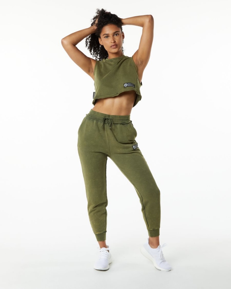 Alphalete Very Terry Crop Cutoff Naisten Hihaton Paita Vihreä | HMCBZ-0724