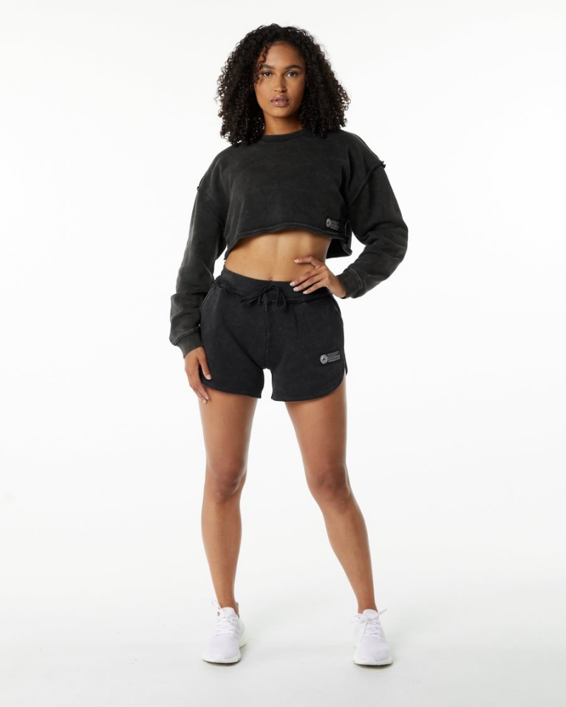 Alphalete Very Terry Crop Pullover Naisten Takit Onyx | KVOJG-5328