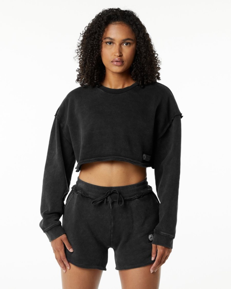 Alphalete Very Terry Crop Pullover Naisten Takit Onyx | KVOJG-5328