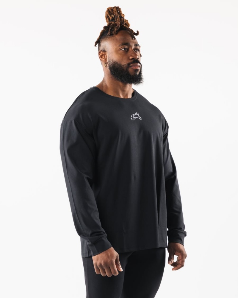 Alphalete Wolf Head LS Tee Miesten Paidat Mustat | EZXUF-6905