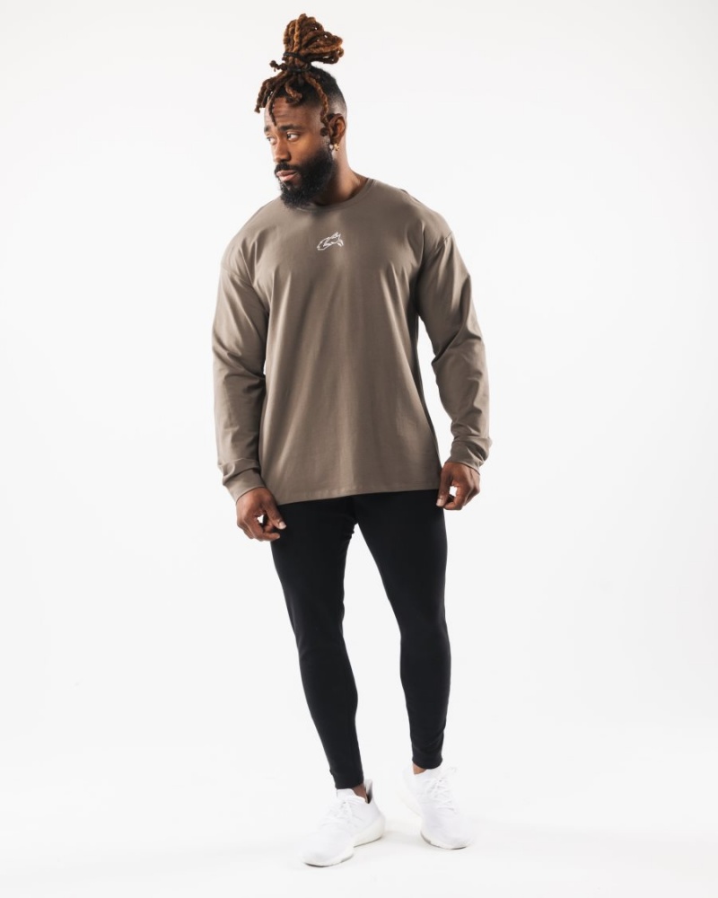 Alphalete Wolf Head LS Tee Miesten Paidat Desert Taupe | QSMDG-1024