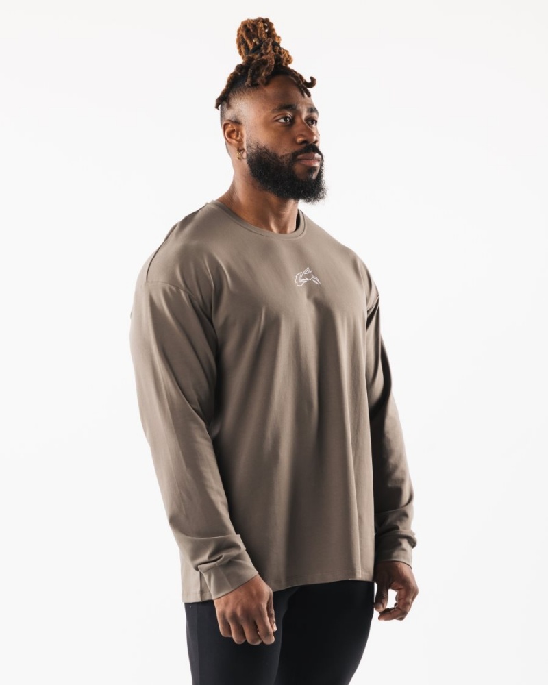 Alphalete Wolf Head LS Tee Miesten Paidat Desert Taupe | QSMDG-1024